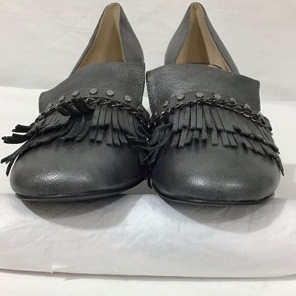 Nine West Leather Pewter Fringe Detail Pumps Size 9M - Picture 6 of 11